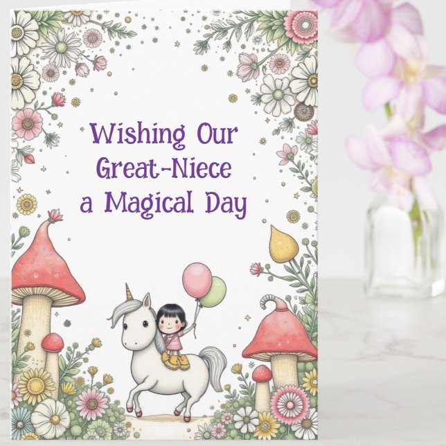 Modern Unicorn Custom Girl's Family Birthday Card (Creator Uploaded)