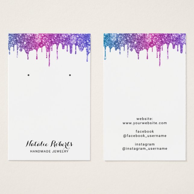 Modern Unicorn Glitter Drips Earring Display (Front & Back)