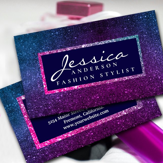 Modern Unicorn Glitter stylish business card (#Hairstylists, #Wedding $planners, #Makeup #artists, #Massage #Therapist, #NailStudio #owners #faux)