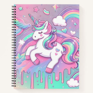 Modern Unicorn Pink Gold Stars Notebook