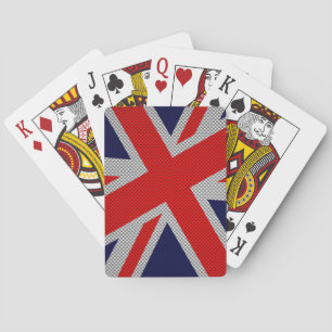 Modern Union Jack on Carbon Fibre Style Print Playing Cards