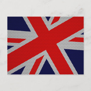 Modern Union Jack on Carbon Fibre Style Print Postcard