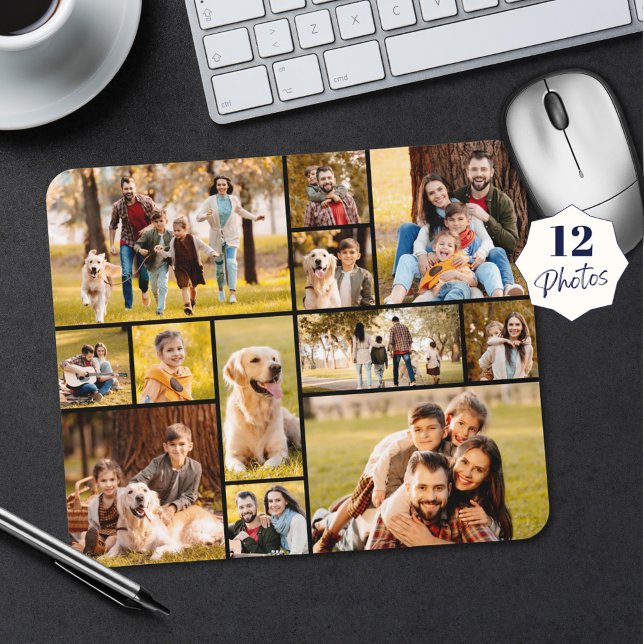 Modern Unique 12 Photo Collage Custom Mouse Pad (Creator Uploaded)