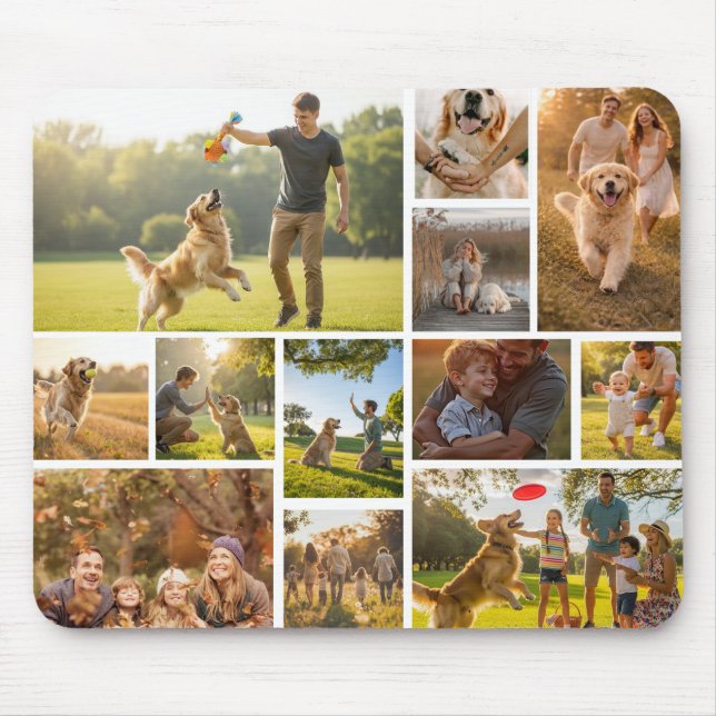 Modern Unique 12 Photo Collage Mouse Pad (Front)