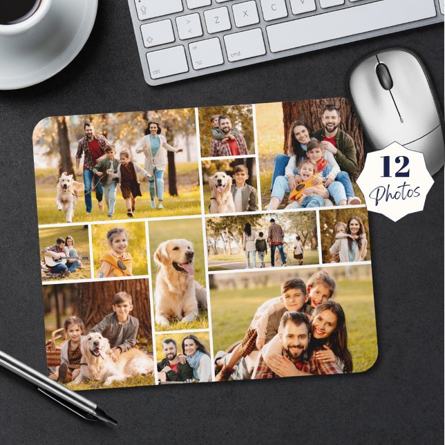Modern Unique 12 Photo Collage Mouse Pad (Creator Uploaded)