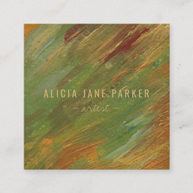 Modern unique abstract elegant artist square business card (Front)