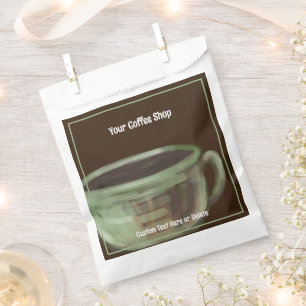 Modern Unique Art Coffee Shop Custom Text Favour Bags