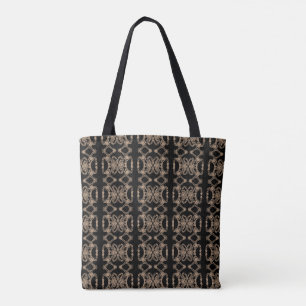 Modern Unique Black & Beige Shape Pattern Tote Bag