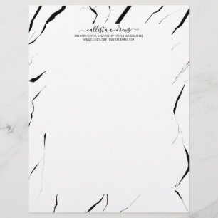 Modern Unique Black White Marble Pattern Custom Letterhead
