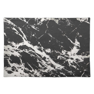 Modern Unique Black White Marble Stone Pattern Placemat