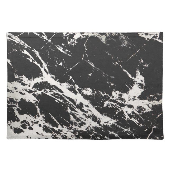 Modern Unique Black White Marble Stone Pattern Placemat (Front)