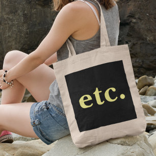 Modern Unique Black & Yellow Bold Script Quote Tote Bag