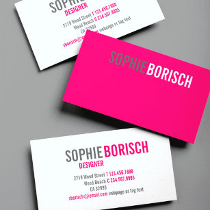 Modern Unique Bright Pink White Business Card