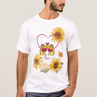 Modern Unique Cute Froggy Love: Hopping Hearts T-Shirt