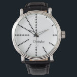 Modern Unique Design Cool Elegant Monogrammed Mens Watch<br><div class="desc">Create your own custom, personalised, trendy cool unique modern stylish elegant classy black and white design triangles hours, monogrammed, mens classic vintage look black leather strap, alloy case, wrist watch. Simply type in your name / monogram / initials, to customise. Makes a great gift, for birthday, graduation, fathers day, christmas,...</div>