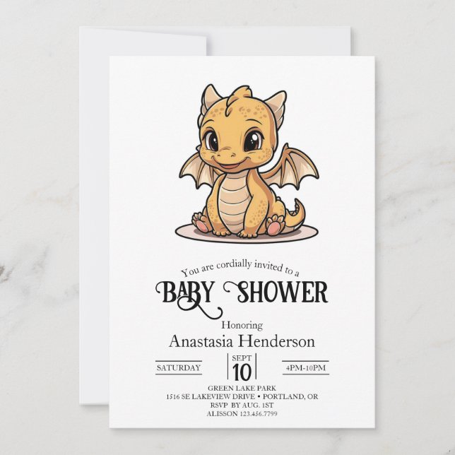 Modern Unique Digital Dragon Baby Shower Invitation (Front)