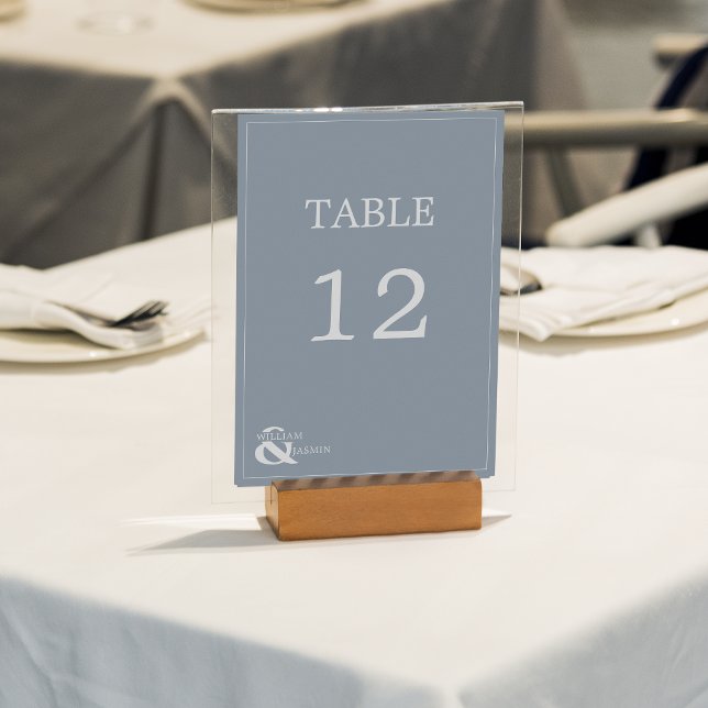 Modern Unique Dusty Blue Wedding With Names & Table Number (Creator Uploaded)