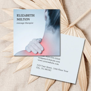 Modern Unique Elegant Photo Massage Therapist Square Business Card