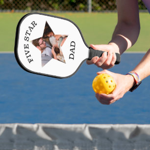 Modern Unique Fathers day Five star Dad 1 photo Pickleball Paddle