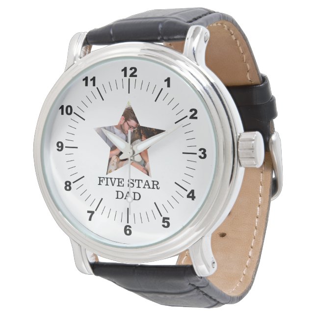Modern Unique Fathers day Five star Dad 1 photo Watch (Angled)