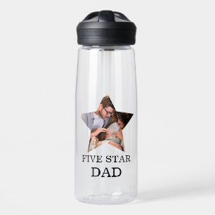 Modern Unique Fathers day Five star Dad 1 photo Water Bottle