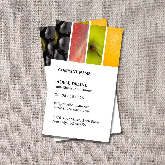 Modern Unique Fruits Nutritionist Trainer Business Card (Creator Uploaded)