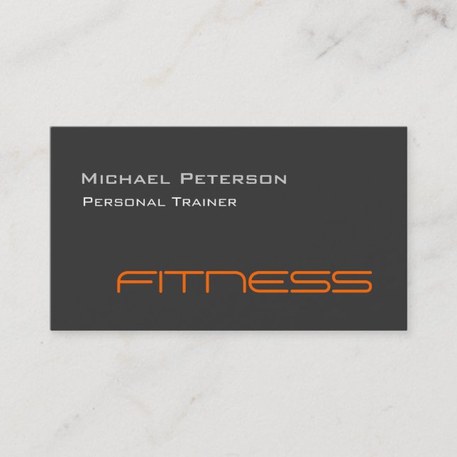 Modern Unique Grey Personal Trainer Business Card (Front)