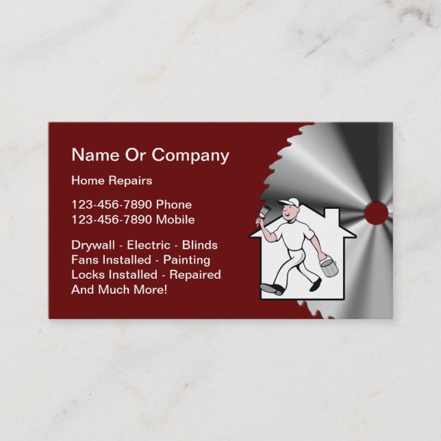 Modern Unique Handyman Business Cards (Front)