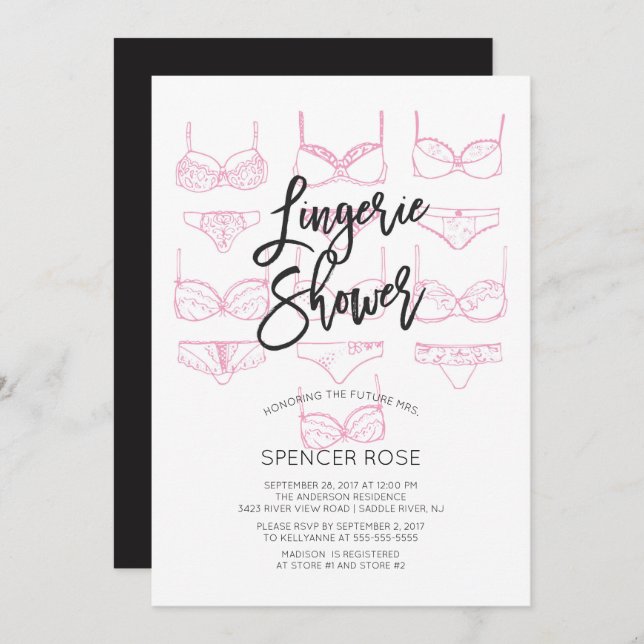 Modern Unique Lingerie Shower Invitation (Front/Back)
