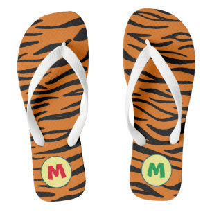 Modern unique monogram l Animal print l Brown Jandals
