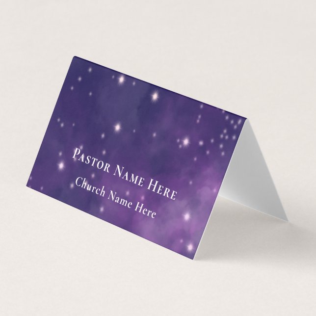Modern Unique Nebula Custom Text QR Code Pastor Business Card (Front)