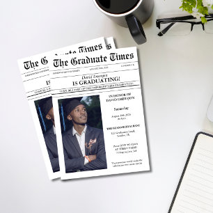Modern unique newspaper photo graduation  invitation