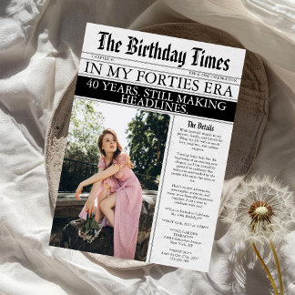 Modern Unique Photo Forty 40th Birthday Invitation