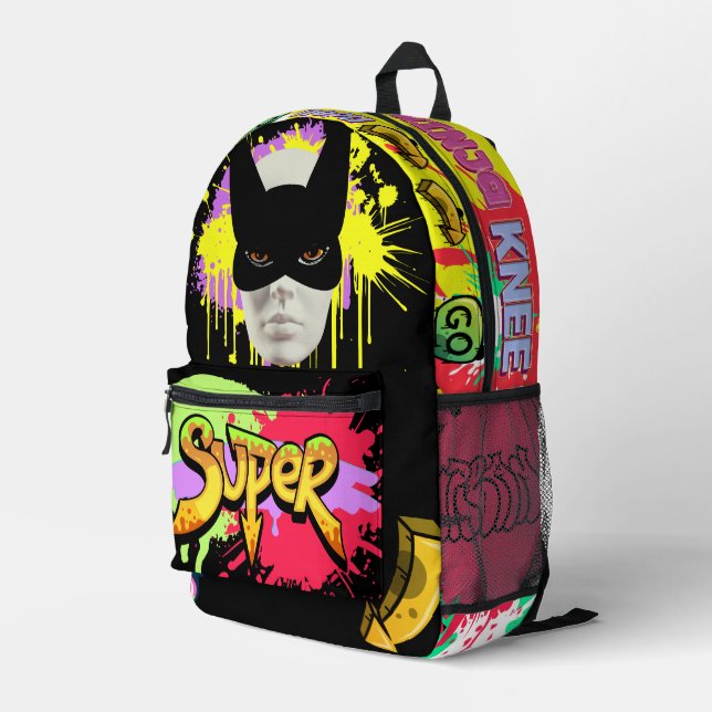 Modern unique spray paints urban and street art printed backpack (Back Corner Right)