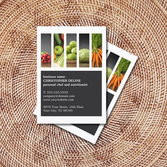 Modern Unique Vegetable Personal Chef Nutritionist Business Card (Creator Uploaded)