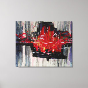 Modern Unique Vibrant Red and Black Abstract Art Canvas Print