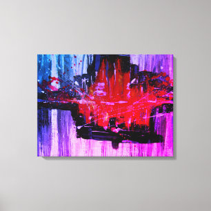 Modern Unique Vibrant Red Black Blue Abstract Art Canvas Print
