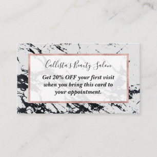 Modern Unique White Black Marble Stone Pattern Discount Card