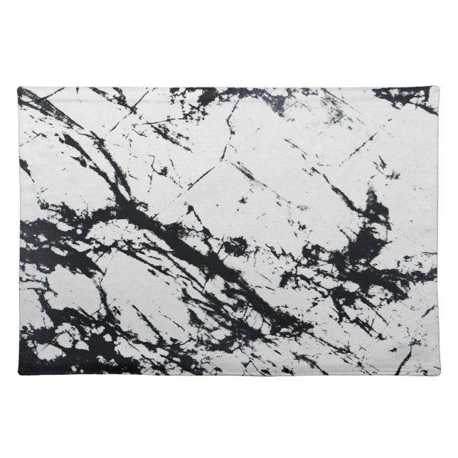 Modern Unique White Black Marble Stone Pattern Placemat (Front)
