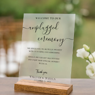 Modern Unplugged Ceremony Wedding Acrylic Sign