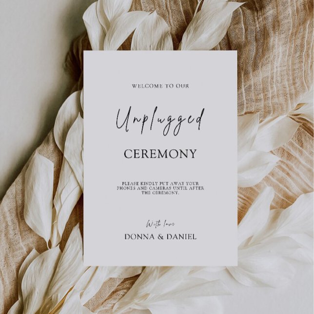 Modern Unplugged Ceremony Wedding Sign, Invitation (Modern Unplugged Ceremony Wedding Sign, Invitation)