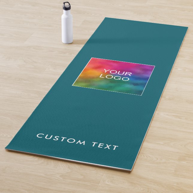 Modern Upload Company Logo Custom Text Monogram Yoga Mat (In Situ)