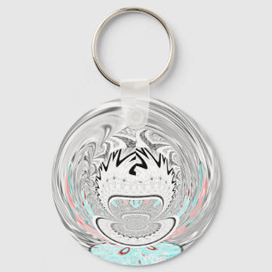 Modern Urban Ash Grey Flora Abstract Pattern Art  Key Ring