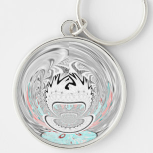 Modern Urban Ash Grey Flora Abstract Pattern Art  Key Ring