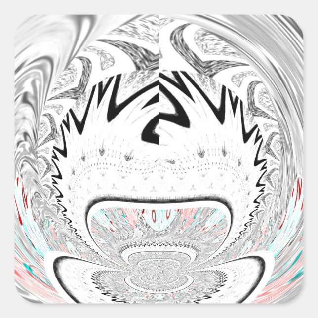 Modern Urban Ash Grey Flora Abstract Pattern Art  Square Sticker (Front)