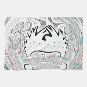 Modern Urban Ash Grey Flora Abstract Pattern Art Tea Towel