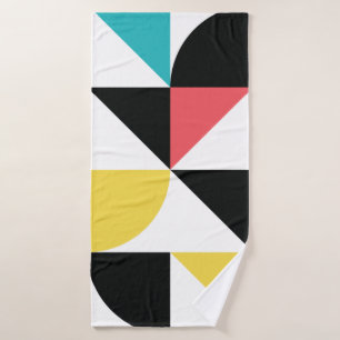 Modern, urban, colourful, fun geometric pattern bath towel