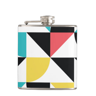 Modern, urban, colourful, fun geometric pattern hip flask