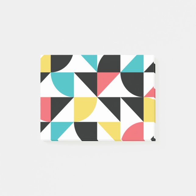 Modern, urban, colourful, fun geometric pattern post-it notes (Front)
