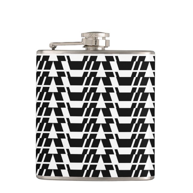 Modern, urban, cool, bold trendy geometric pattern hip flask (Front)
